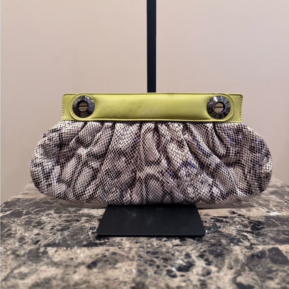 Henri Bendel Python-Embossed Leather Clutch 💎RAR… - image 2